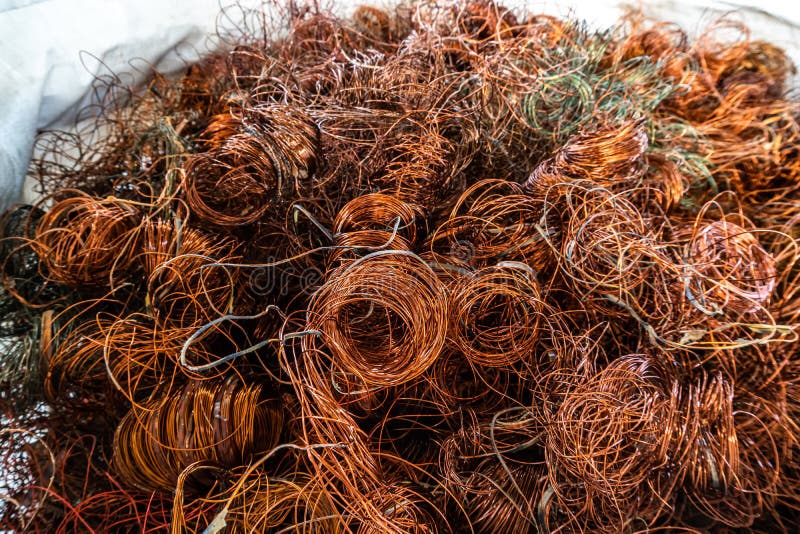 Copper Wire Scrap from Electric Cable Recycling. Stock Photo Image of