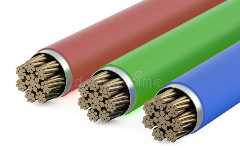 Copper Wires As Electrical Cables for Power Transmission Big Vector Set