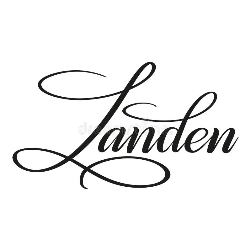 Landen Calligraphic Spelling Of The Name Stock Vector Illustration Of Lettering Handwriting