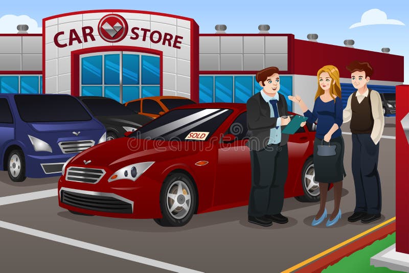 Coppie che comprano nuova automobile illustrazione di stock Coppie che comprano nuova automobile illustrazione di stock