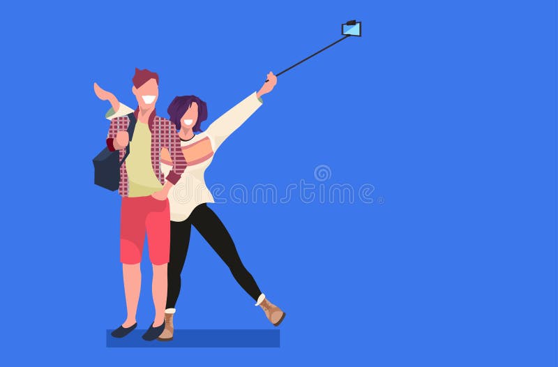 Coppie che prendono la foto del selfie sulla donna dell'uomo della macchina fotografica dello smartphone che sta insieme i person royalty illustrazione gratis Coppie che prendono la foto del selfie sulla donna dell'uomo della macchina fotografica dello smartphone che sta insieme i person royalty illustrazione gratis