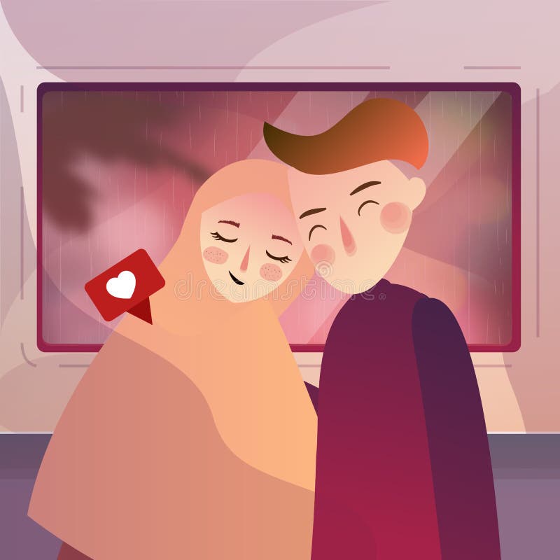 Coppie che viaggiano insieme in treno La donna dell'uomo di viaggio di amore in un viaggio si rilassa il resto royalty illustrazione gratis Coppie che viaggiano insieme in treno La donna dell'uomo di viaggio di amore in un viaggio si rilassa il resto royalty illustrazione gratis