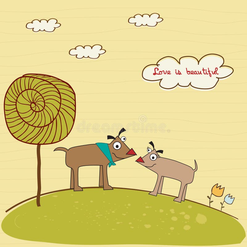 Coppie dei cani felici illustrazione vettoriale Coppie dei cani felici illustrazione vettoriale