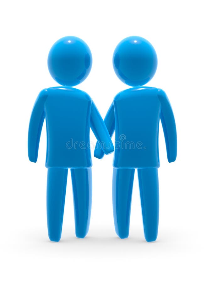 Blue figures holding hands. Two man in love. Blue figures holding hands. Two man in love.