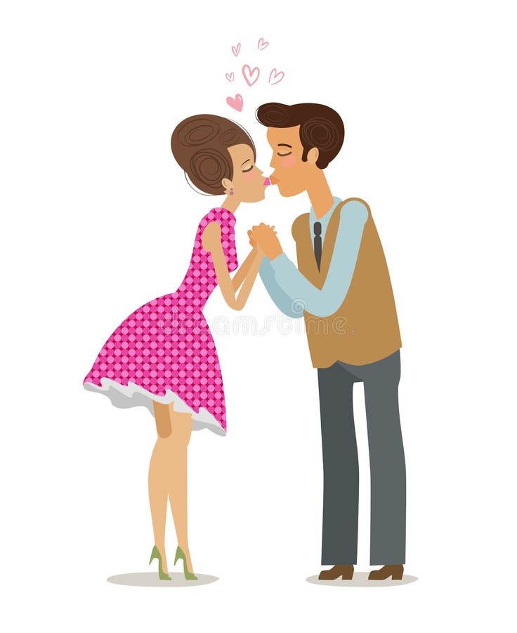 Coppie nell'amore che bacia tenero sulle labbra Data romantica, concetto di bacio Illustrazione di vettore del fumetto royalty illustrazione gratis Coppie nell'amore che bacia tenero sulle labbra Data romantica, concetto di bacio Illustrazione di vettore del fumetto royalty illustrazione gratis