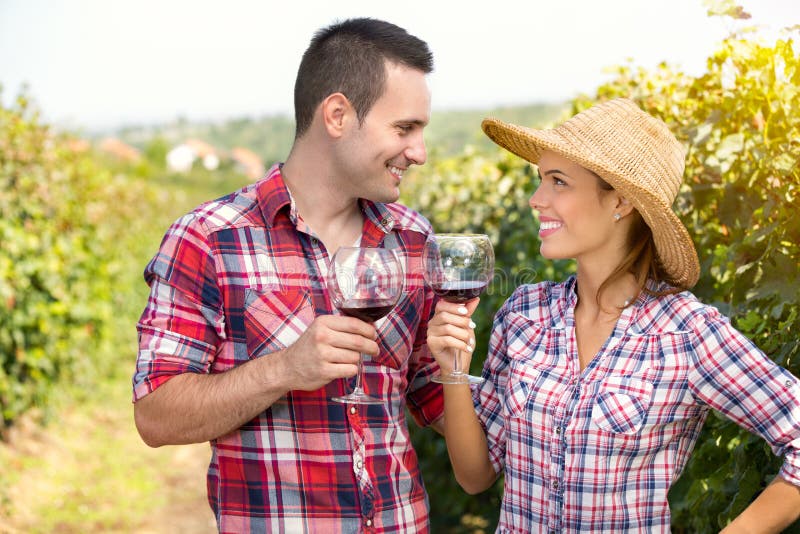 Coppie romantiche nella tostatura della vigna immagini stock libere da diritti Coppie romantiche nella tostatura della vigna immagini stock libere da diritti