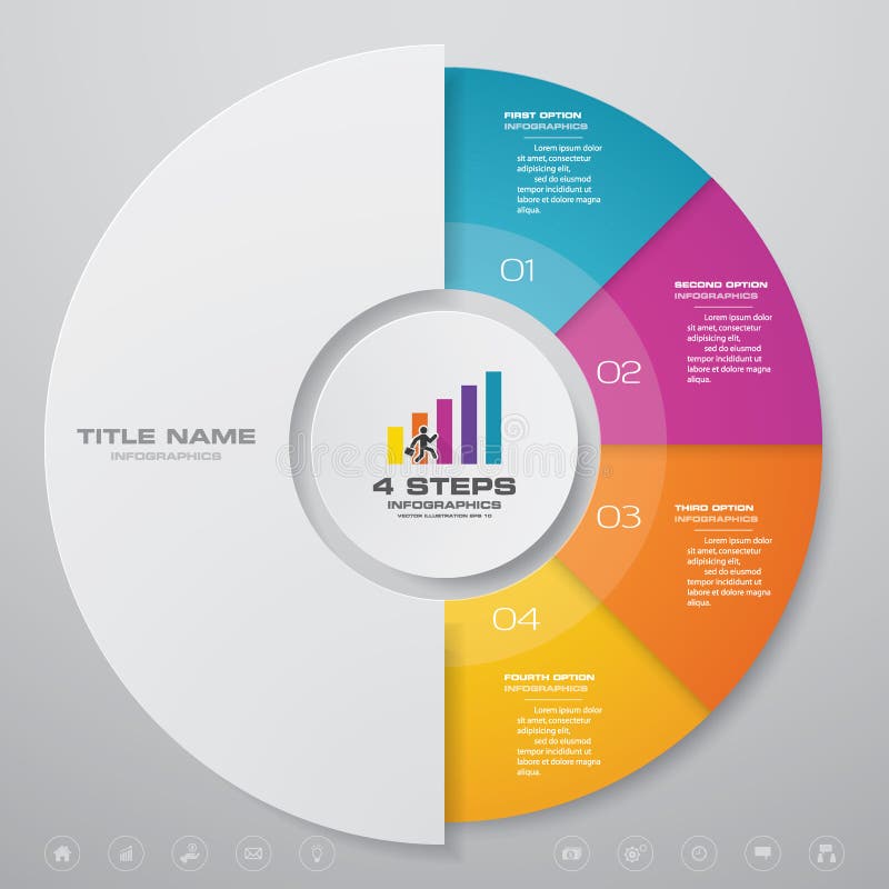 4 steps cycle chart infographics elements. EPS 10. For your data presentation.