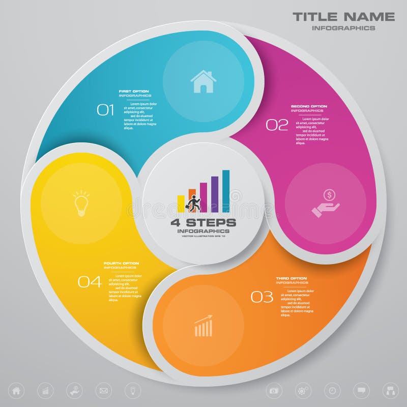 4 steps cycle chart infographics elements. EPS 10.