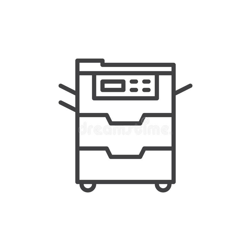Copy machine line icon, outline vector sign, linear style pictogram isolated on white. royalty free illustration Copy machine line icon, outline vector sign, linear style pictogram isolated on white. royalty free illustration