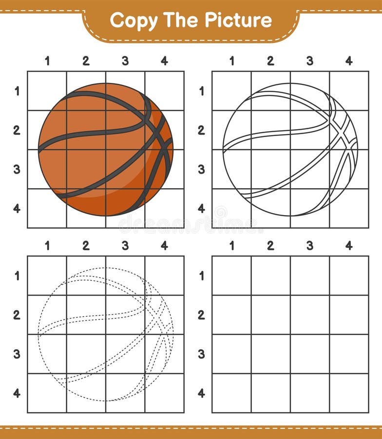 Copy the Picture, Copy the Picture of Basketball Using Grid Lines