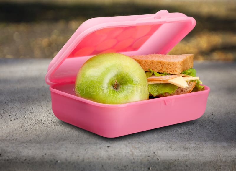 Lunchbox with an Apple Isolated on White Stock Image Image of isolated, pink 108466875