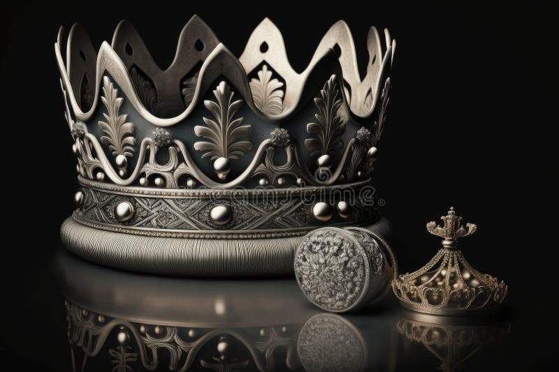 Copy Space and a Silver Crown on a Black Background, Stock Illustration Illustration of dark