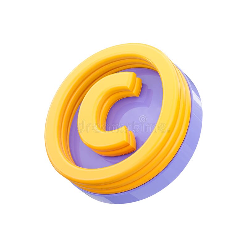 Copyright icon 3d render concept for application sine and symbol on white background. Application sine illustrations