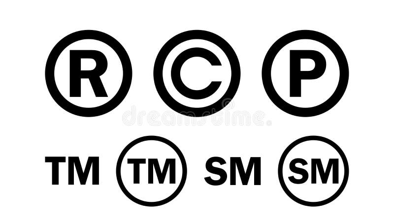 Registered Trademark Copyright Patent and Service Mark Icon Set. Registered Trademark Copyright Patent and Service Mark Icon Set