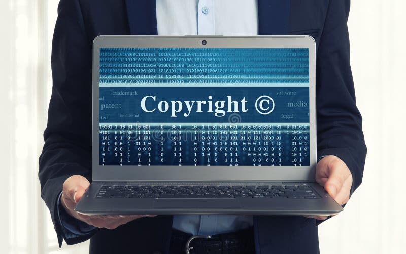 Copyright Message on Laptop Screen Stock Photo Image of owner