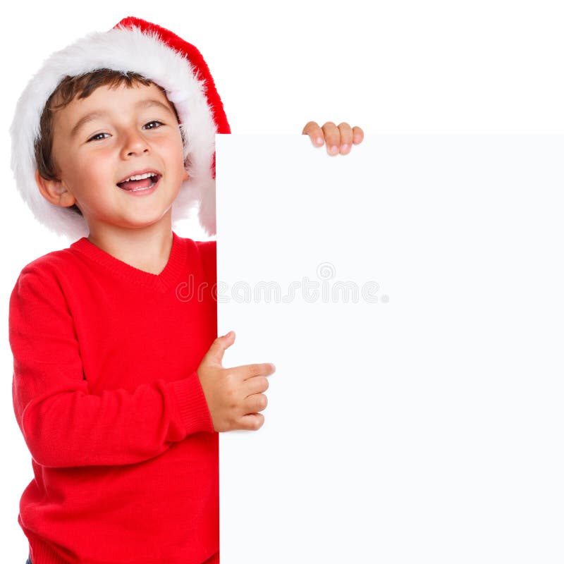Copys vacíos felices sonrientes de la bandera de Santa Claus de la Navidad del niño del niño imágenes de archivo libres de regalías Copys vacíos felices sonrientes de la bandera de Santa Claus de la Navidad del niño del niño imágenes de archivo libres de regalías