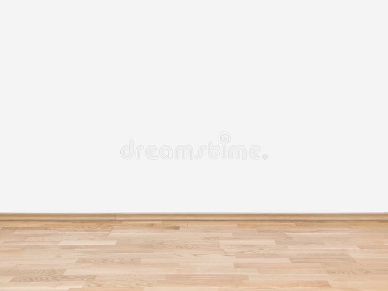 Empty white wall with wooden floor