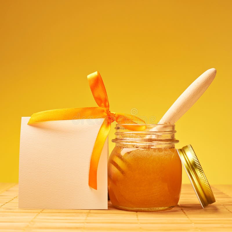 Honey Jar Empty White Card Composition Stock Photos Free & Royalty
