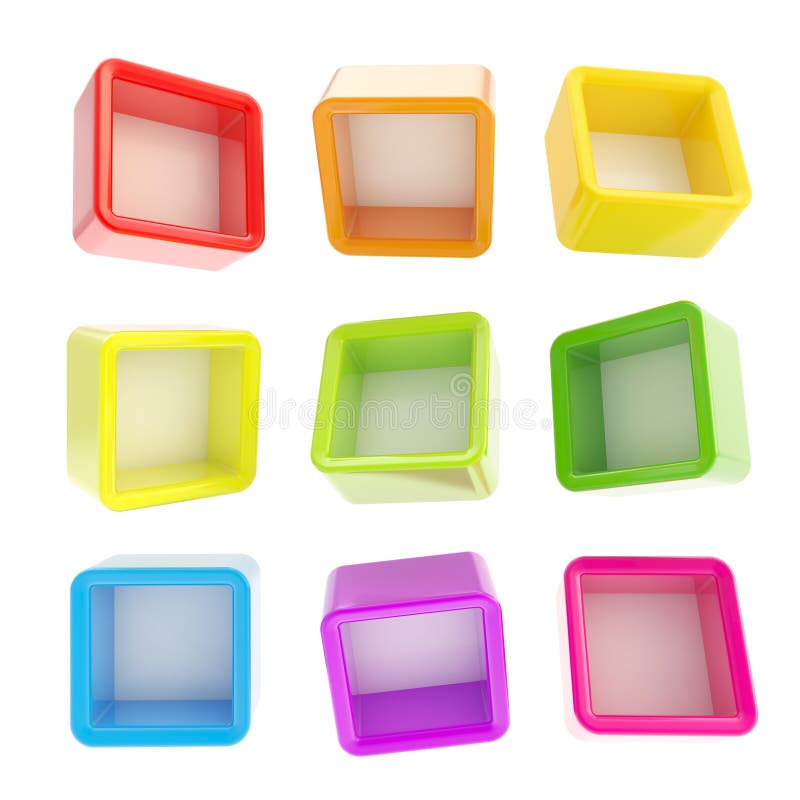 Copyspace cube square shelf boxes isolated vector illustration