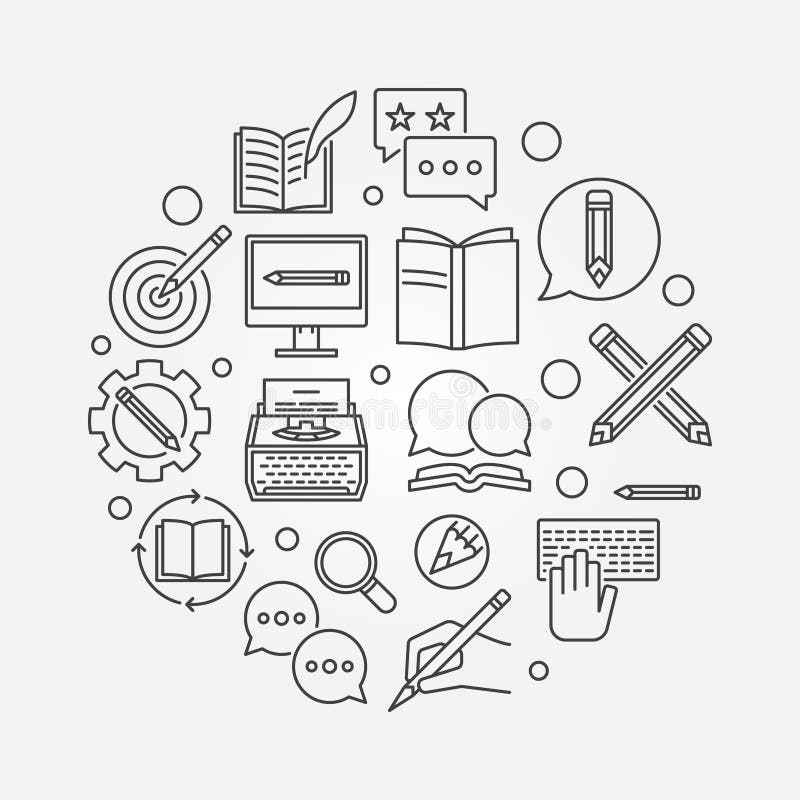 Copywriter vector round concept linear illustration royalty free illustration Copywriter vector round concept linear illustration royalty free illustration