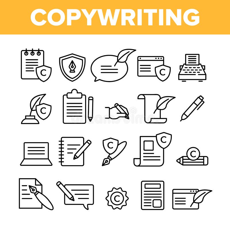 Copywriting and Blogging Vector Linear Icons Set royalty free illustration Copywriting and Blogging Vector Linear Icons Set royalty free illustration