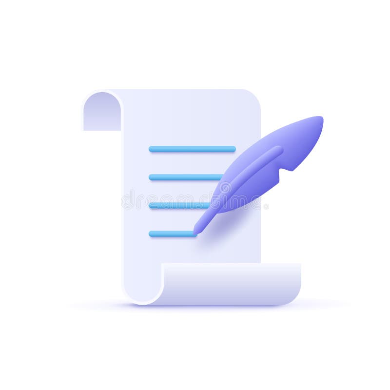 Copywriting, writing icon. Document and feather pen. royalty free illustration