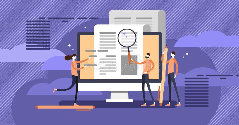 Copywriting, группа людей официального сообщения для печати делая текст маркетинг исследования и составлять иллюстрация штока Copywriting, группа людей официального сообщения для печати делая текст маркетинг исследования и составлять иллюстрация штока