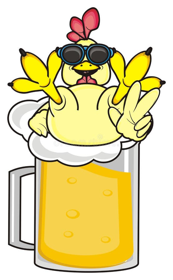 Coq avec un grand verre de bière illustration de vecteur Coq avec un grand verre de bière illustration de vecteur
