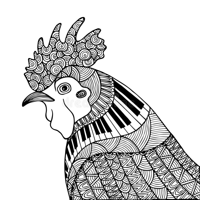 Coq décoratif de zentangle illustration stock Coq décoratif de zentangle illustration stock