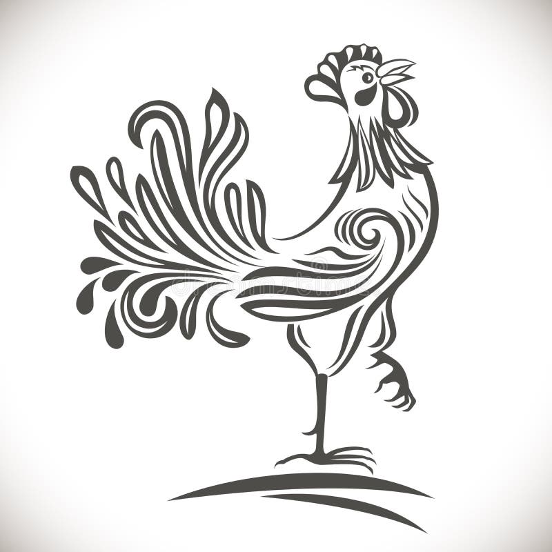  Coq  Ornemental Noir  Et  Blanc  Illustration de Vecteur 