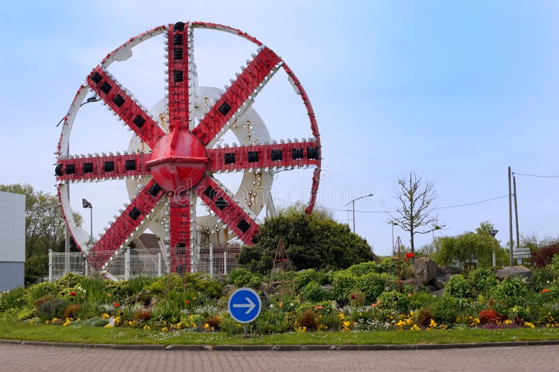COQUELLES, PAS-DE-CALAIS, FRANKRIJK, 07 MEI 2016: Het Mechanisme van de Tunnel onder het Kanaalboor stock fotografie COQUELLES, PAS-DE-CALAIS, FRANKRIJK, 07 MEI 2016: Het Mechanisme van de Tunnel onder het Kanaalboor stock fotografie