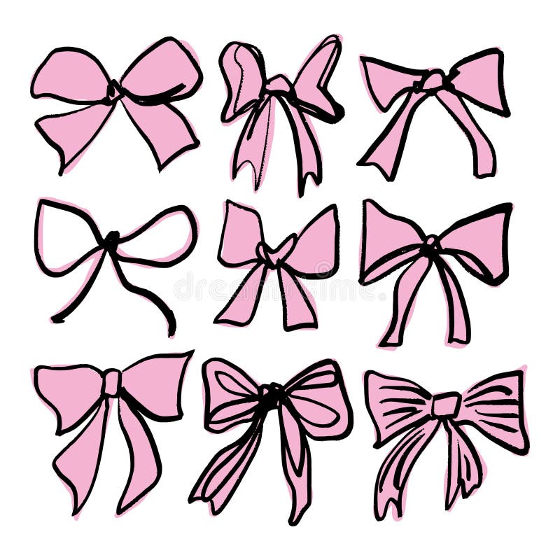 Coquette Pastellpink hübsch charmante Vektor Clipart Illustration Bundle cute Doodle Haar Accessoires Dekoration boho setzen vektor abbildung