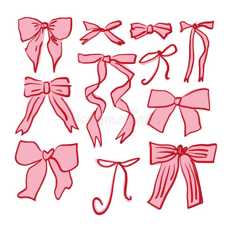 Coquette Pastellpink hübsch charmante Vektor Clipart Illustration Bundle cute Doodle Haar Accessoires Dekoration boho setzen vektor abbildung