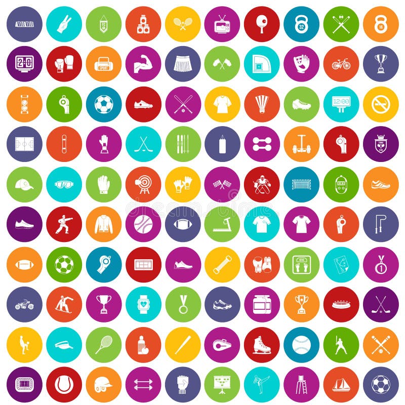 100 cor ajustada do atleta ícones ilustração do vetor