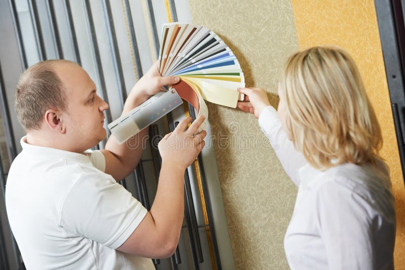 Combinação da cor da tinta entre vendedor e comprador fotos de stock