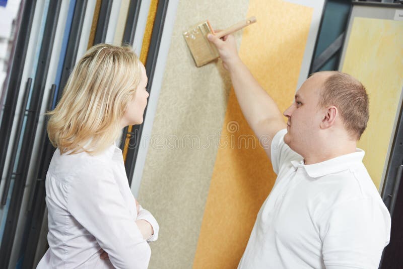 Cor de harmonização da pintura do vendedor e do comprador foto de stock