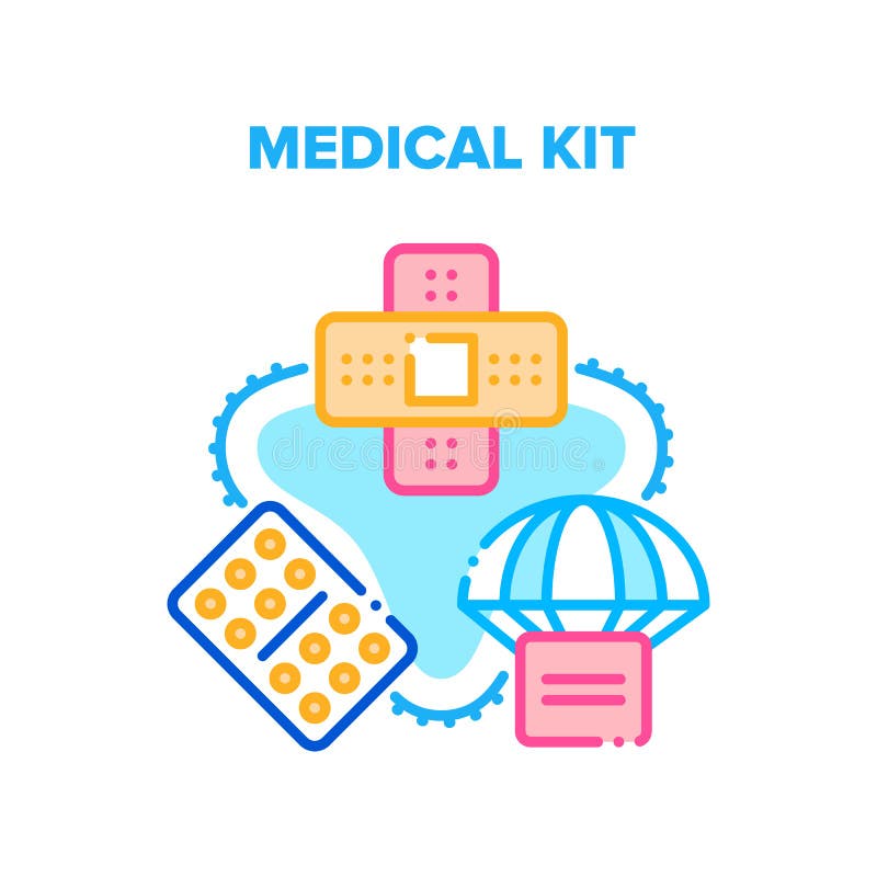 grande conjunto de instrumentos médicos, medicamentos e um médico. kit de  primeiros socorros. elementos coloridos do vetor. desenho animado. 6685035  Vetor no Vecteezy