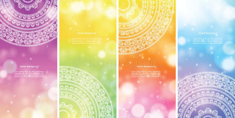 Detailed Colorful Mandala Banners, with copy space. Detailed Colorful Mandala Banners, with copy space