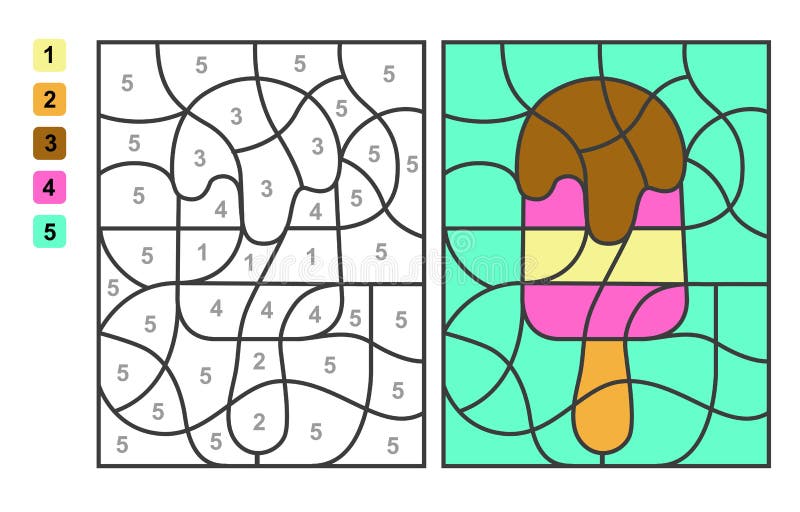 Colorir por números. jogo de puzzle para a educação infantil. números e  cores para desenhar e aprender matemática. flores de vetor