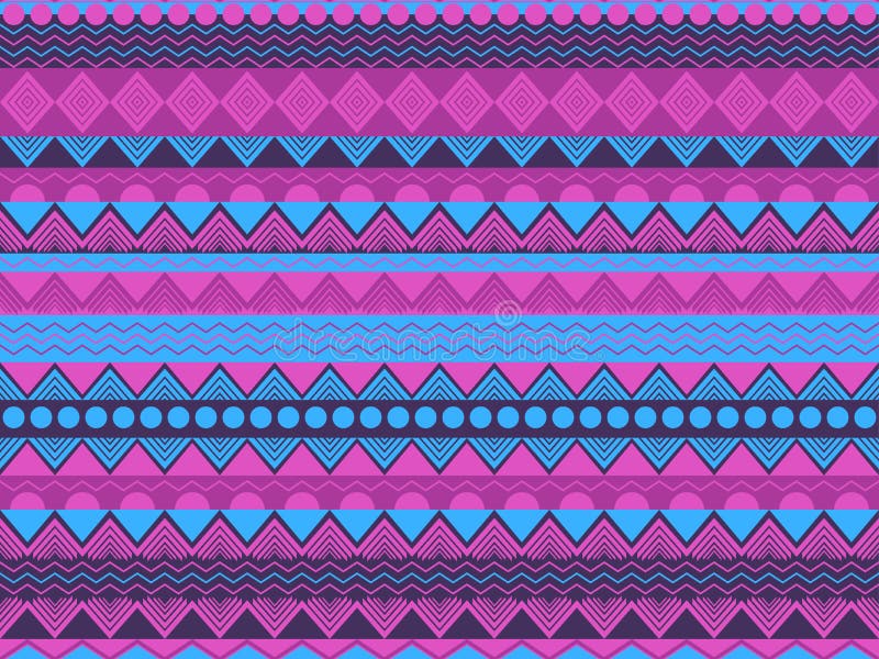 Cor sem emenda étnica do teste padrão, a violeta e a azul Matérias têxteis tribais, estilo da hippie Para o papel de parede, roup