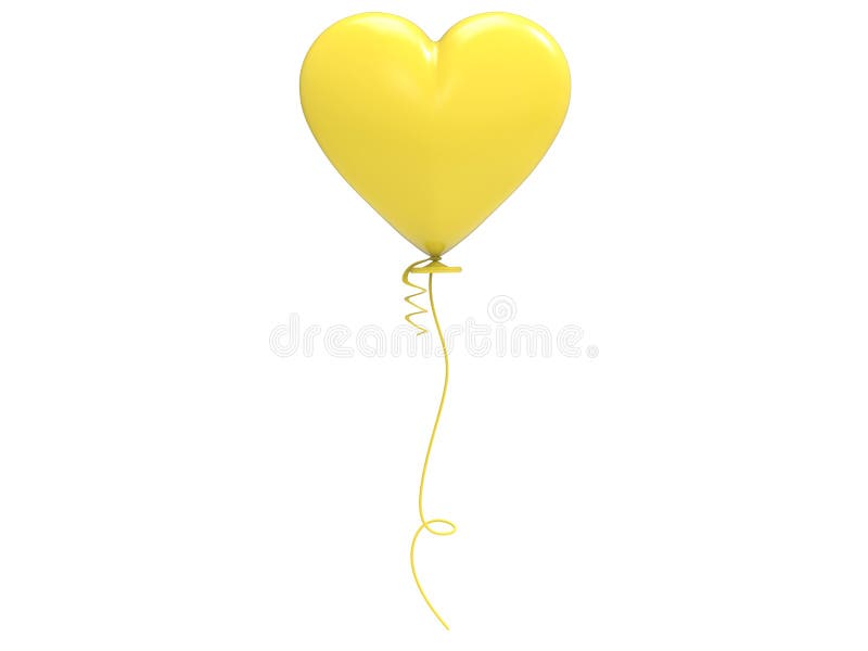 photo Balão Coração Amarelo Png 3d ilustracao stock
