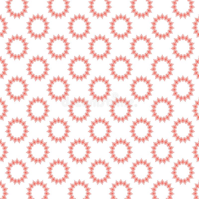 Coral Damask Geometric Pattern on White Background, Geometric Ornament