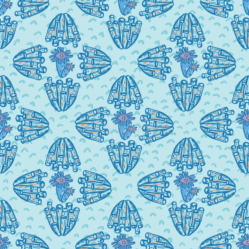 Coral Geometric Ocean Aqua azul y roja ilustración del vector Coral Geometric Ocean Aqua azul y roja ilustración del vector