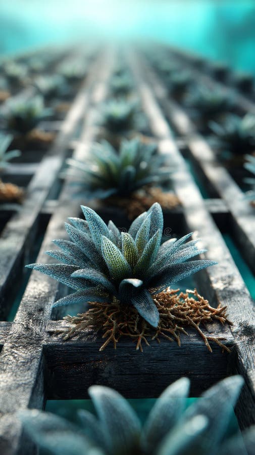 Coral reef restoration vector illustration