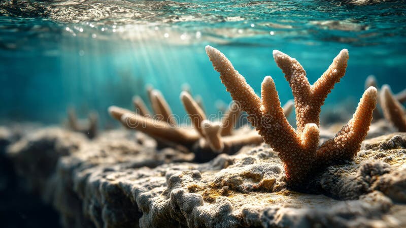 Coral reef restoration stock illustration