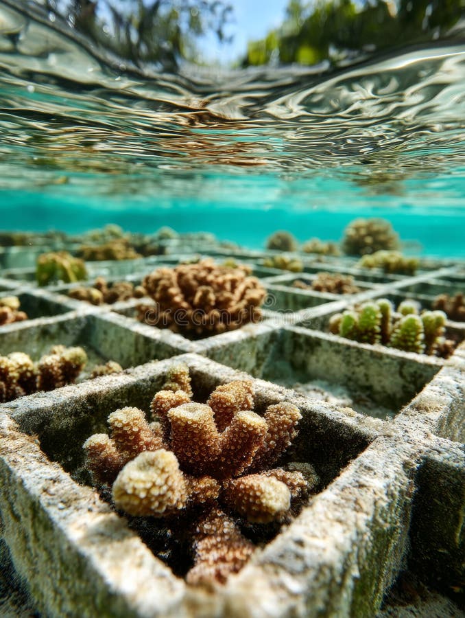 Coral reef restoration royalty free illustration