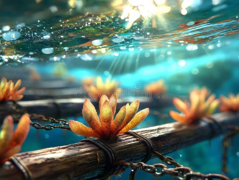 Coral reef restoration vector illustration