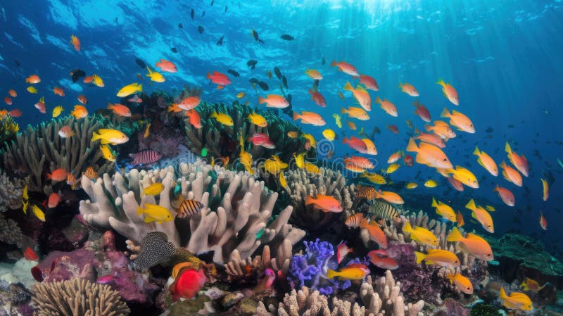 Coral Reef Teeming with Marine Life ilustração royalty free
