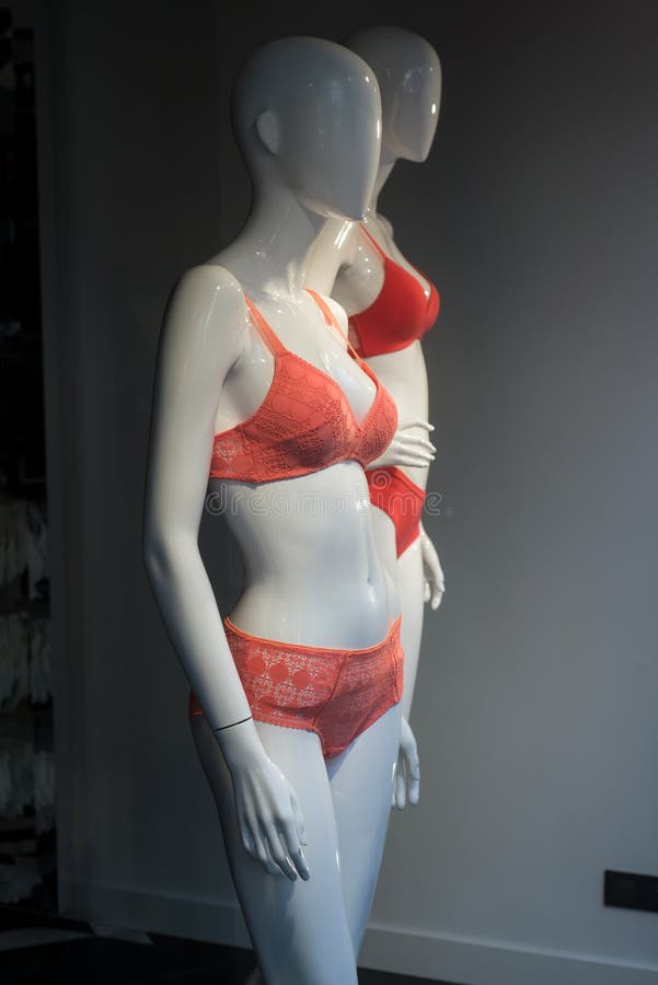 Coral Underwear on Mannequin in a Fashion Store for Women Showroom Stock  Image - Image of lingerie, beauty: 182285097