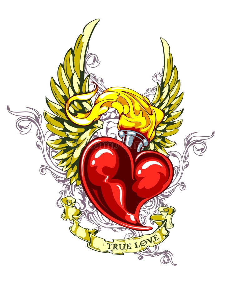 Corazón Con La Espada Y Las Alas Ilustración del Vector - Ilustración de  muerte, sostenido: 22500216